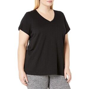 Hue Women's Short Sleeve V-Neck Sleep Tee Black Size XL NWT